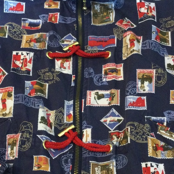 L Line-Up navy international travel stamp with golfers pattern jacket - Picture 11 of 16